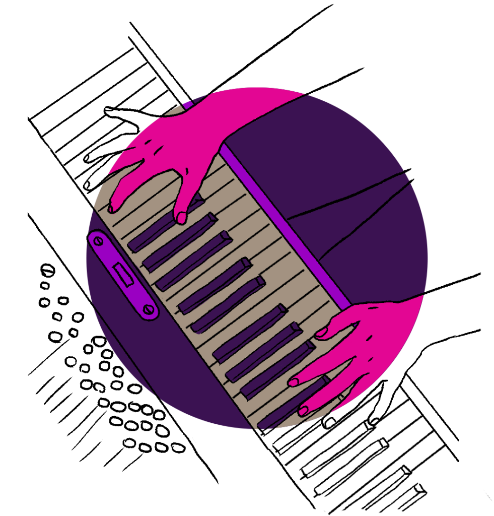 Playing piano illustration