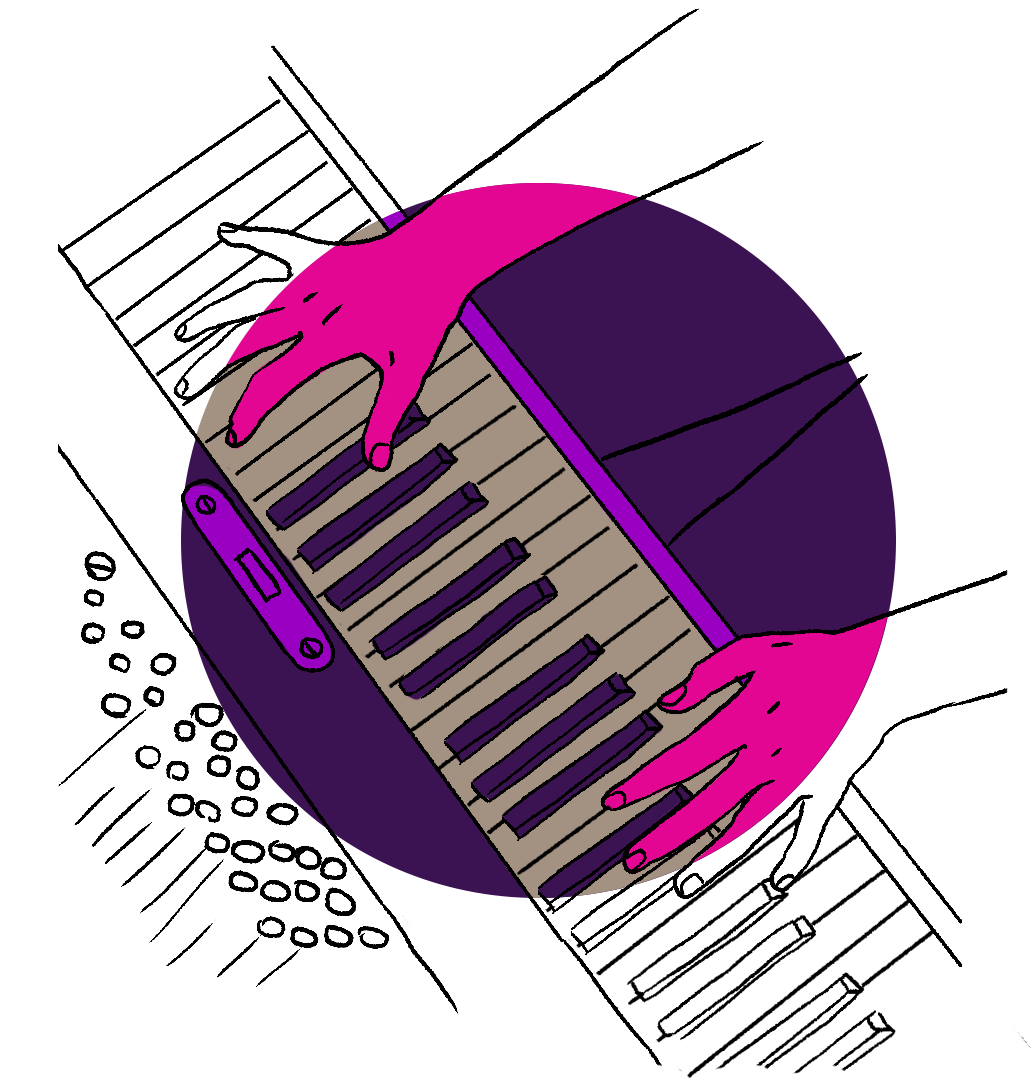 Playing piano illustration