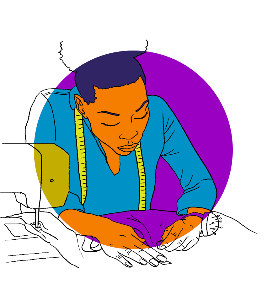 Woman sewing illustration