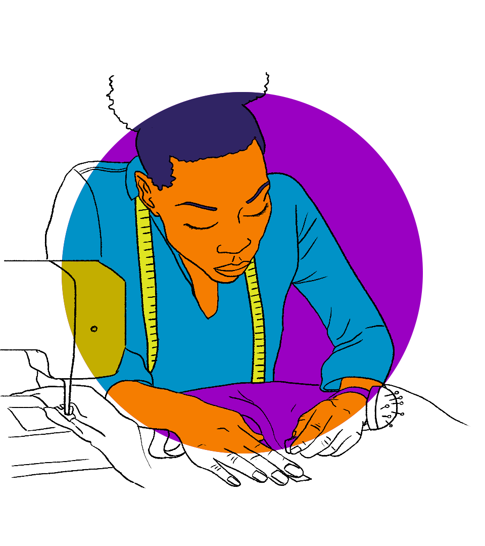 Woman sewing illustration