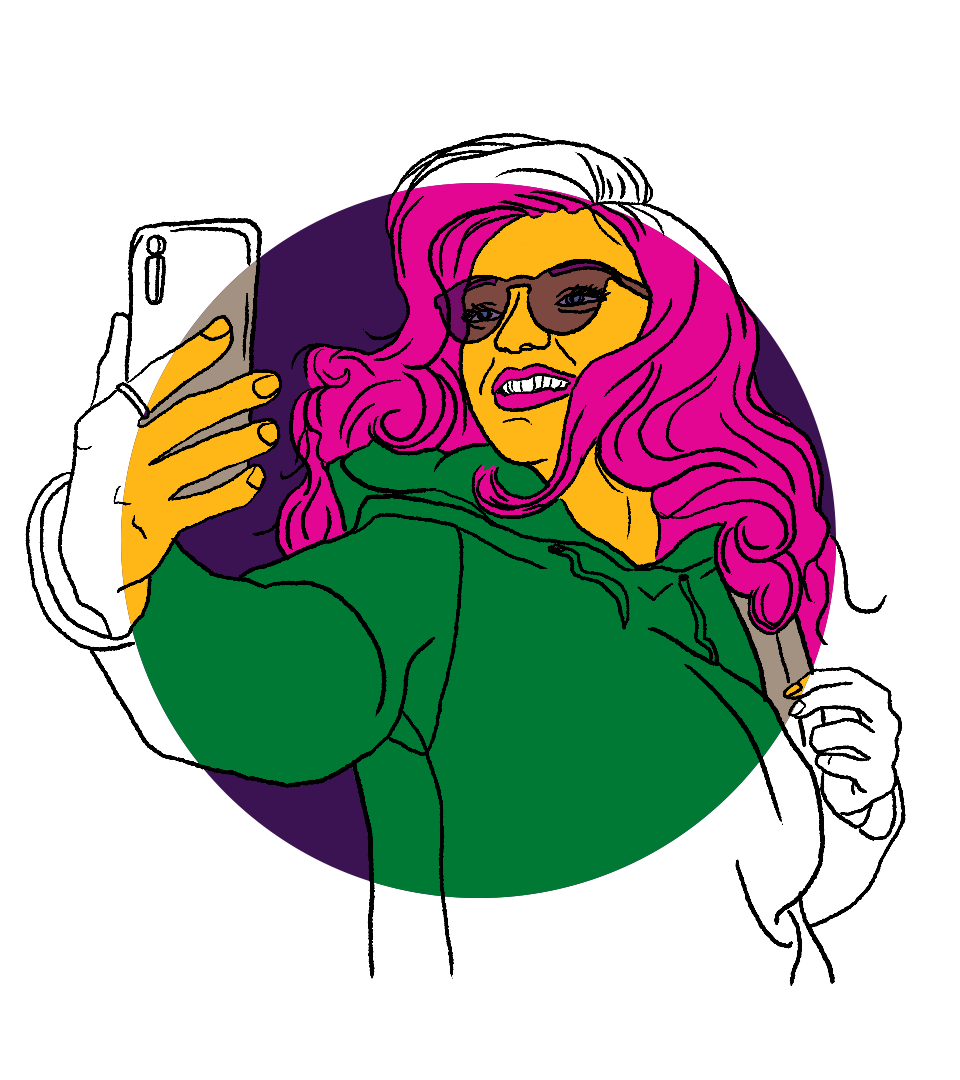 Woman taking selfie illustration