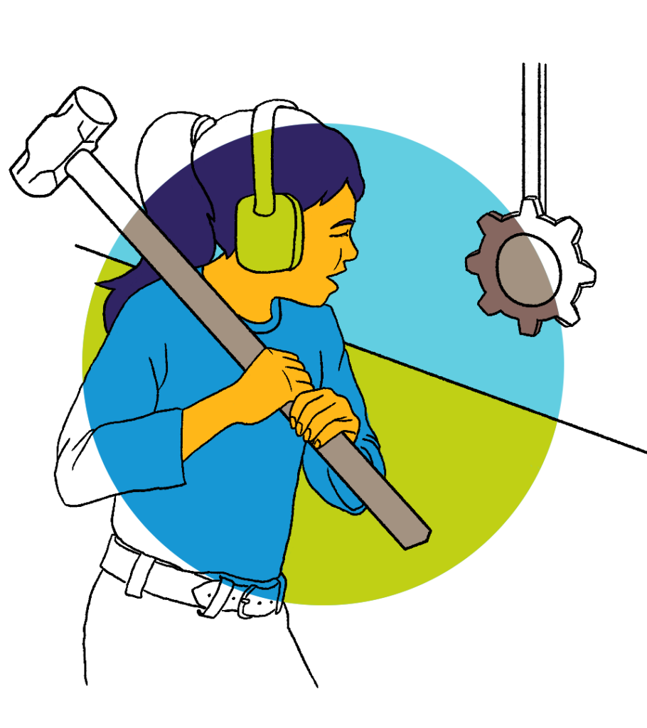 Woman with hammer illustration