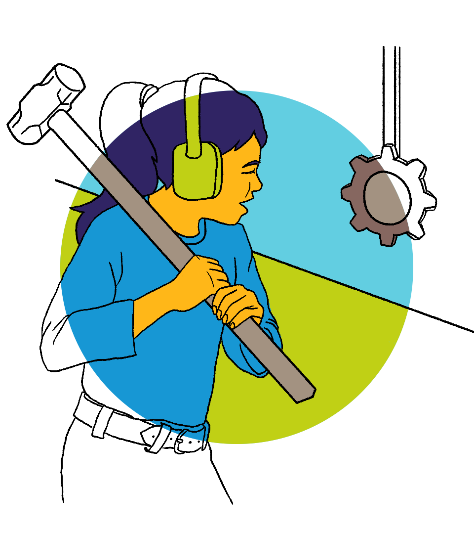 Woman with hammer illustration